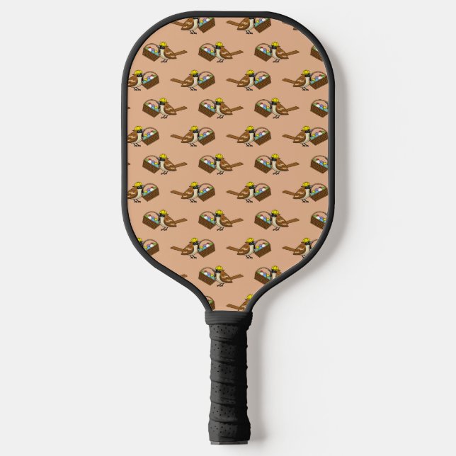 Funny Cute Bird with Colourful Eggs Basket Pattern Pickleball Paddle (Front)