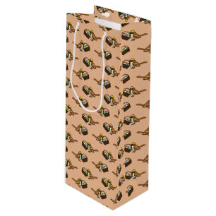Funny Cute Bird with Colourful Eggs Basket Pattern Wine Gift Bag