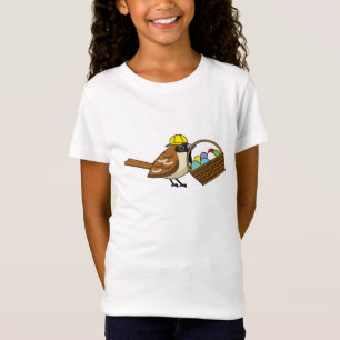 Funny Cute Bird with Colourful Eggs Basket T-Shirt