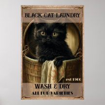 Funny cute Black cat laundry