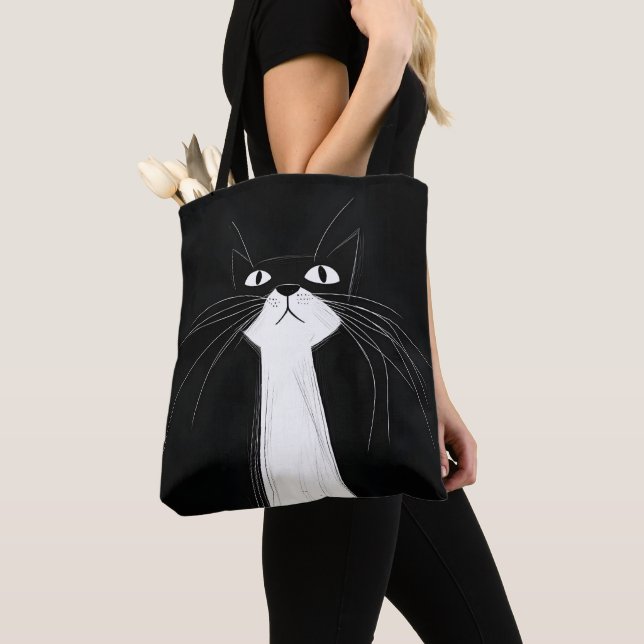 Funny Cute Black cat  Tote Bag (Close Up)