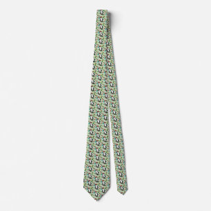 Funny Cute Black White Tuxedo Cat Holiday Green Tie