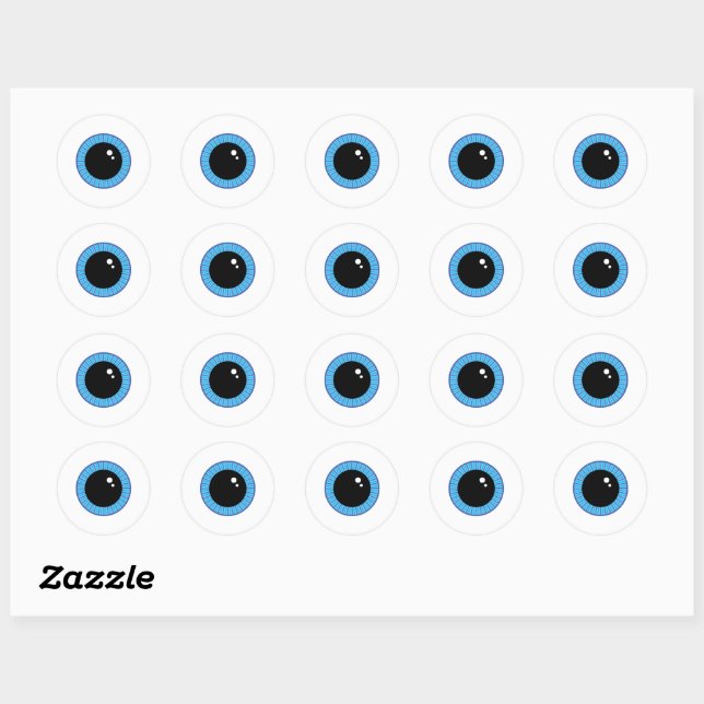 Funny Cute Blue Eyeball Classic Round Sticker (Sheet)