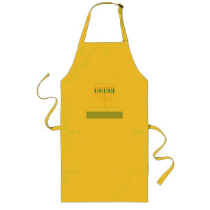 Funny Cute Blue Hanukkah Menorah Design Long Apron