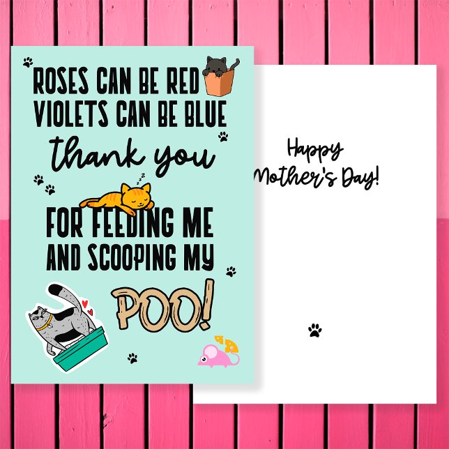 Funny Cute Blue Happy Mother's Day From Cat Card (Creator Uploaded)