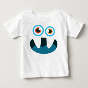 Funny Cute blue monster face open mouth Baby T-Shirt