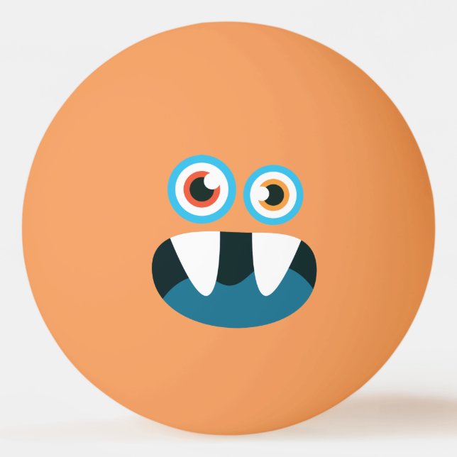 Funny  Cute Blue Monster. Ping Pong Ball (Front)