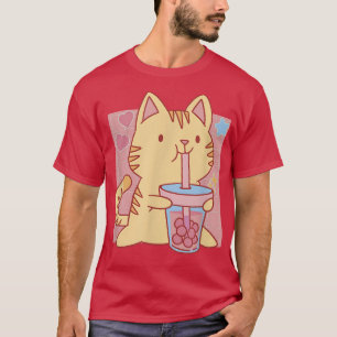 FUNNY CUTE BOBA TEA CAT KAWAII NEKO ANIME GIRLS TE T-Shirt