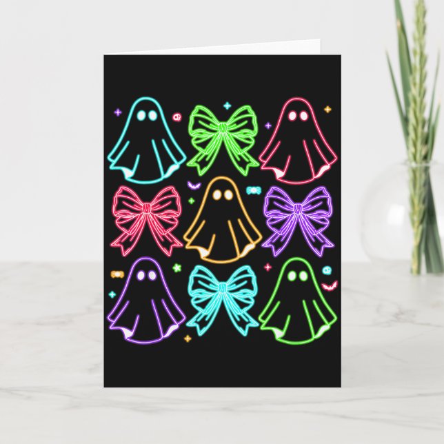 Funny Cute Boo Ghost Soky Season Glow In Halloween Card (Front)