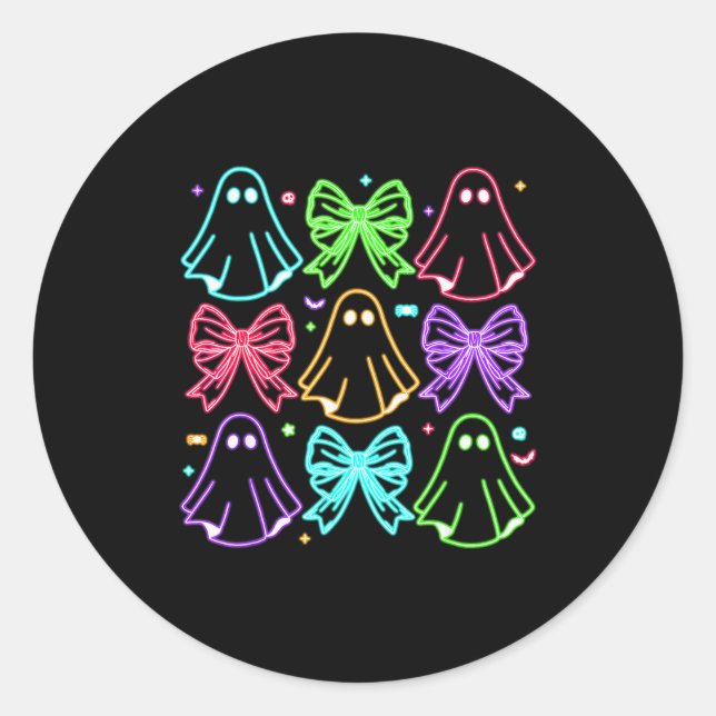 Funny Cute Boo Ghost Soky Season Glow In Halloween Classic Round Sticker (Front)
