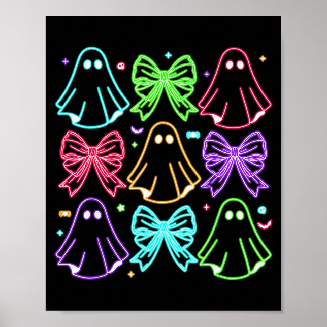 Funny Cute Boo Ghost Soky Season Glow In Halloween Poster (Front)