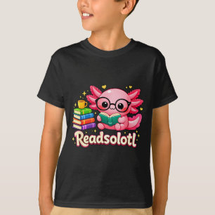 Funny cute bookworm axolotl readsolotl books pets T-Shirt