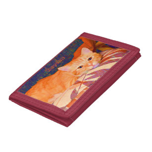 Funny Cute Bright Orange Tabby Cat Laptop Sleeve Trifold Wallet