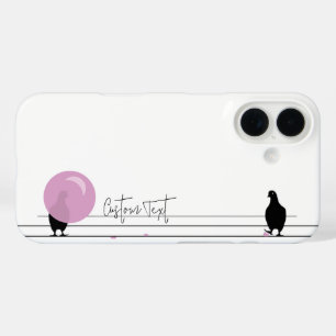 Funny Cute Bubblegum Birds on a Wire White iPhone 16 Case