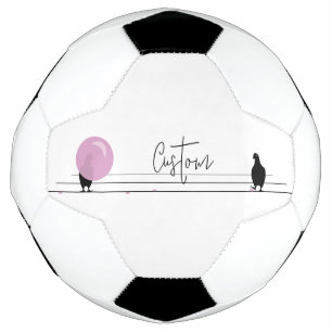 Funny Cute Bubblegum Birds on a Wire White Football