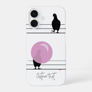 Funny Cute Bubblegum Birds on a Wire White iPhone 16 Case