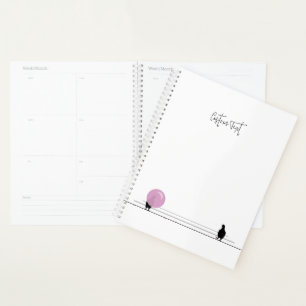 Funny Cute Bubblegum Birds on a Wire White Planner