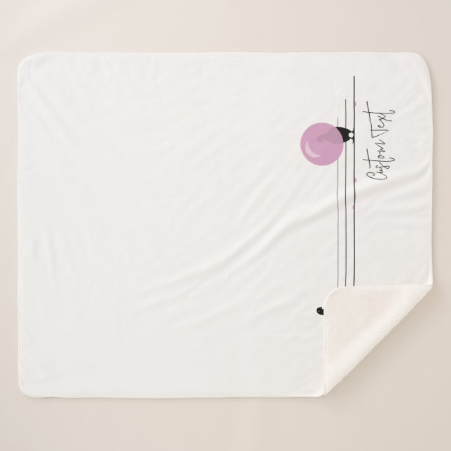 Funny Cute Bubblegum Birds on a Wire White Sherpa Blanket (Front (Horizontal))