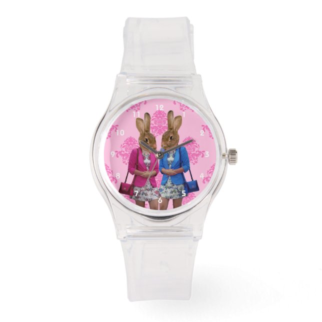 Funny cute bunny rabbits watch (Front)