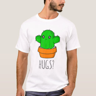 Funny Cute Cactus Saying Hug Me Humour T-Shirt