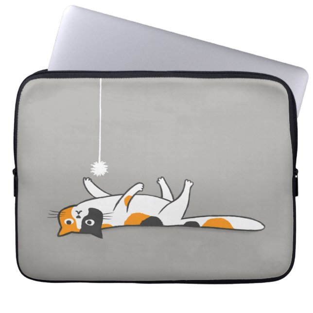 Funny Cute Calico Cat | Pet Kitty Lover's Laptop Sleeve (Front)