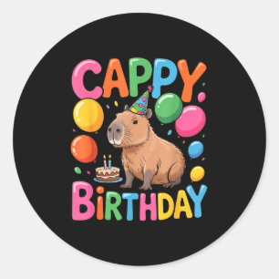Funny Cute Capy Capybara Animal Birthday Party Sup Classic Round Sticker
