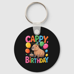 Funny Cute Capy Capybara Animal Birthday Party Sup Key Ring