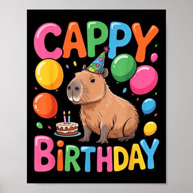Funny Cute Capy Capybara Animal Birthday Party Sup Poster (Front)
