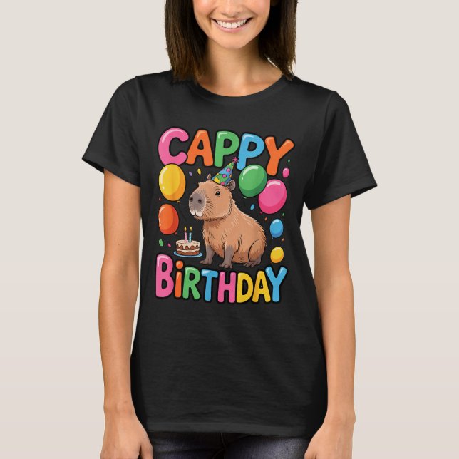 Funny Cute Capy Capybara Animal Birthday Party Sup T-Shirt (Front)