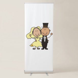 Funny Cute Cartoon Bride and Groom Wedding Banner
