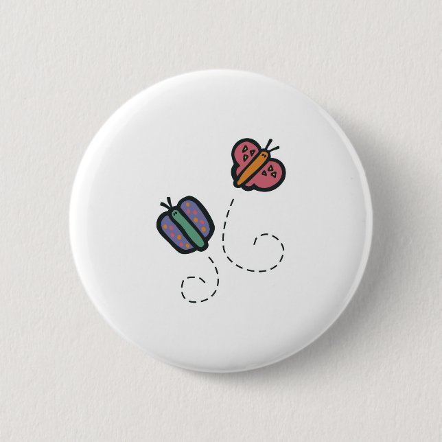 funny cute cartoon butterflies 6 cm round badge (Front)