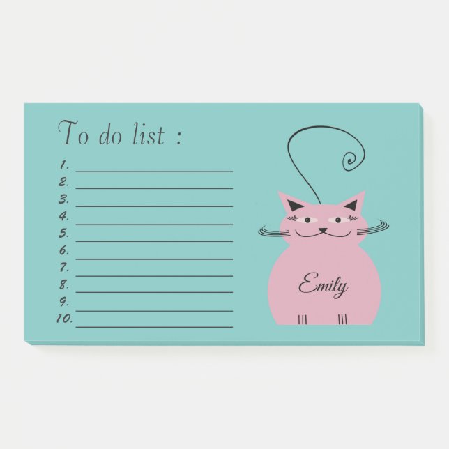 Funny cute cartoon cat "to do list" post-it notes (Front)
