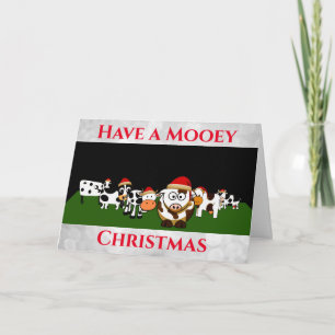 Funny Cute Cartoon Cows Christmas Card