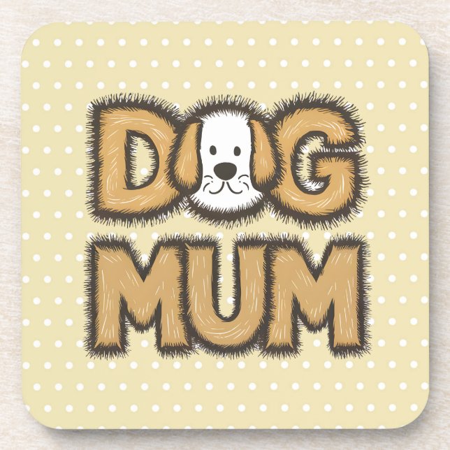 Funny cute cartoon dog mum mother's day coaster (Front)