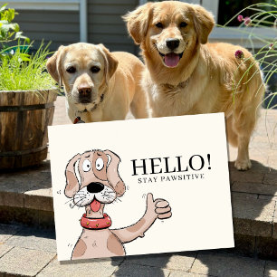 funny Cute Cartoon Dog Thumbs Up Typography  Holiday Postcard