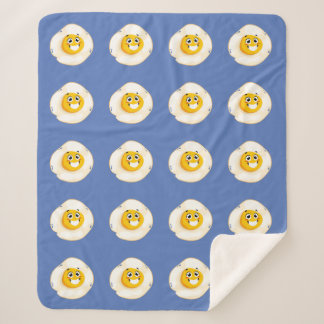 Funny Cute Cartoon Eggs Humour Food Pun Sherpa Blanket