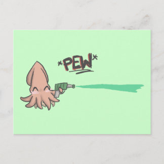 Funny Cute Cartoon Lazer Squid Postcard