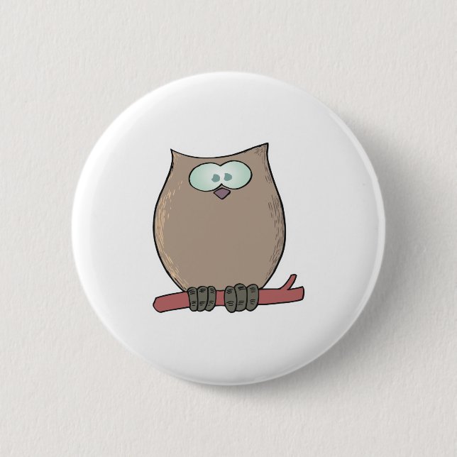 funny cute cartoon owl 6 cm round badge (Front)