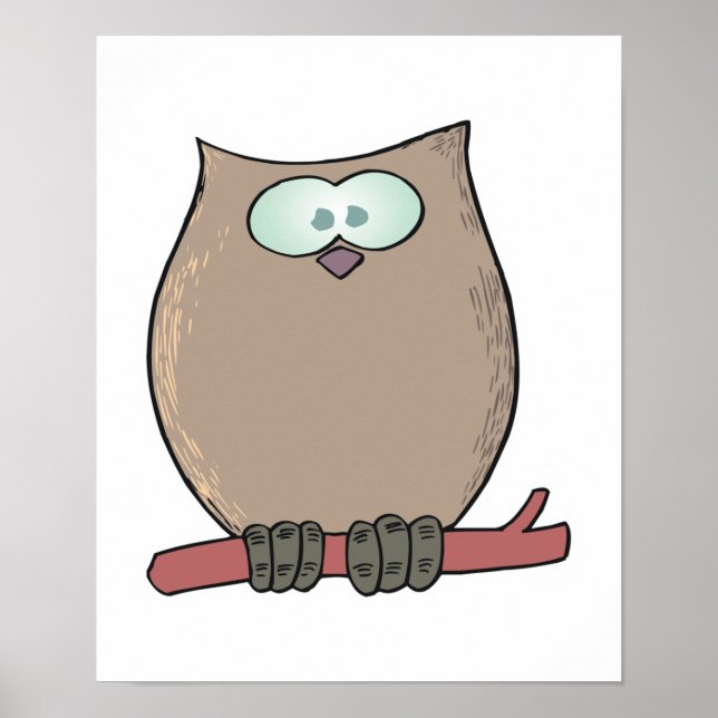 funny cute cartoon owl poster (Front)