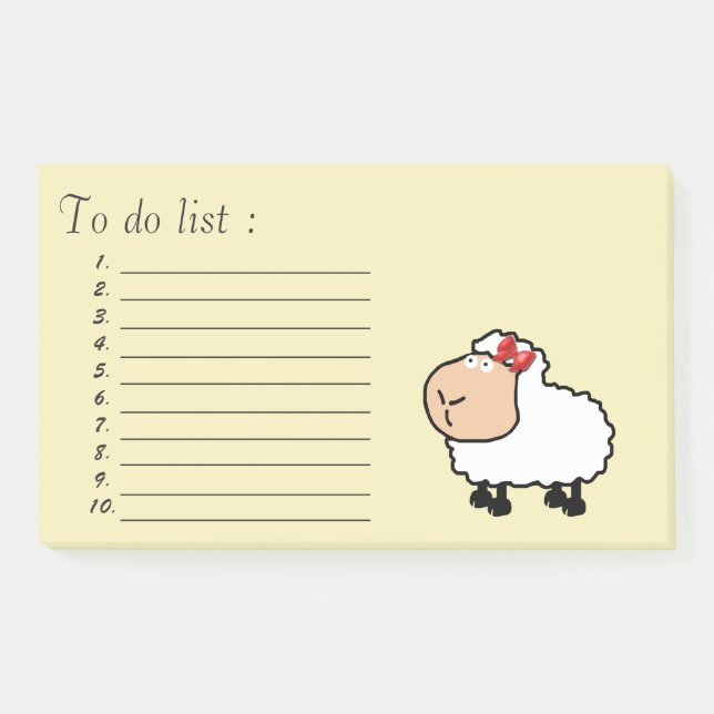 Funny cute cartoon sheep"to do list" post-it notes (Front)