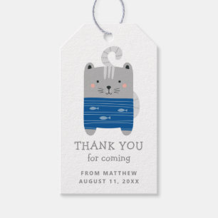 Funny cute cat animal. Kids birthday thank you Gift Tags