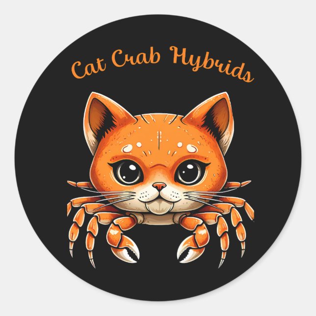 Funny Cute Cat Crab Creature Tee for AnimalT-Shirt Classic Round Sticker (Front)