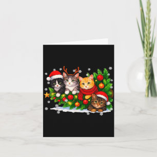 Funny Cute Cat Crew Santa Hat Christmas Xmas Women Card