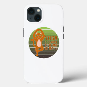 Funny cute cat doing yoga. funny yoga design iPhone 13 case