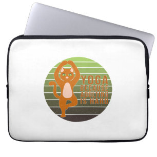Funny cute cat doing yoga. funny yoga design laptop sleeve