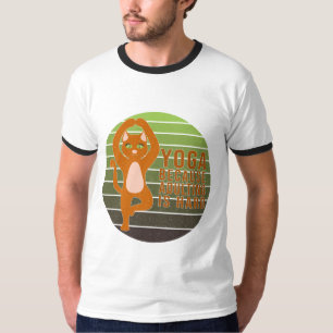 Funny cute cat doing yoga. funny yoga design T-Shirt