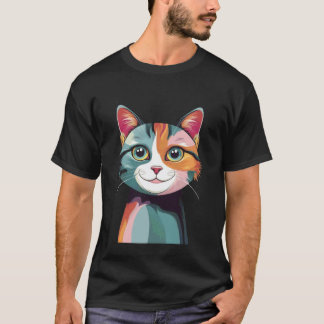 Funny Cute Cat Face Drawing Art Graphic T-Shirt