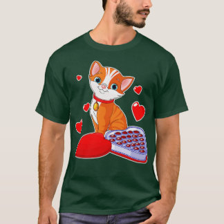 Funny Cute Cat Heart Valentines Day Cat Lovers  T-Shirt