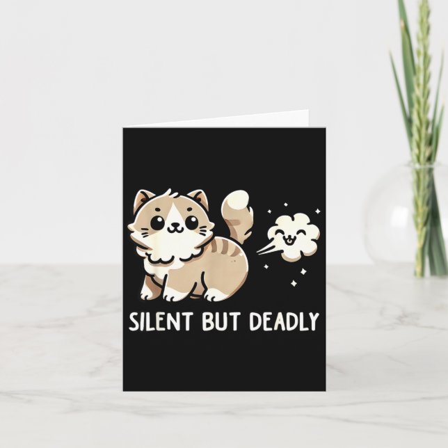 Funny Cute Cat Kitten Lover Silent But Deadly Gift Card (Front)