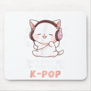Funny Cute Cat Lover Can't Hear You I'm Listening Mouse Mat